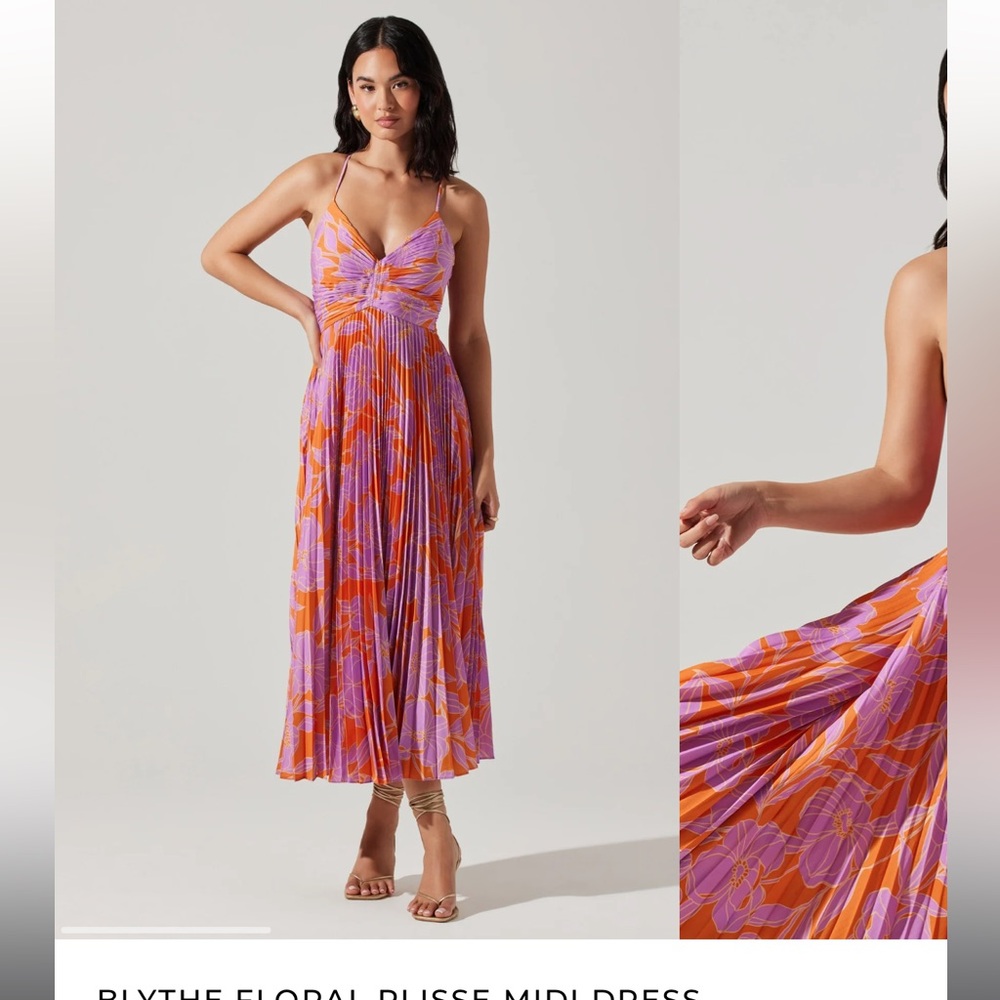 BLYTHE FLORAL PLISSE MIDI DRESS